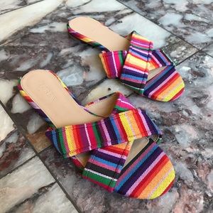 J.Crew Multicolor Criss Cross Striped Sandals 6
